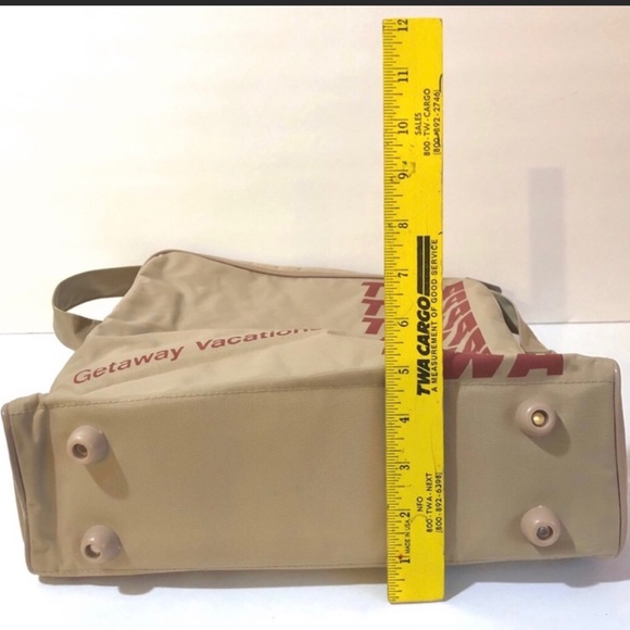 NEW ‘70s Authentic Vintage TWA Airlines Travel Bag Carry On Taupe Red Co… - Picture 5 of 12